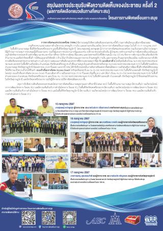 ประกาศสรุปผลการประชุมรับฟังความคิดเห็นของประชาชน ครั้งที่ 2 (ผลการคัดเลือกแนวเส้นทางที่เหมาะสม)